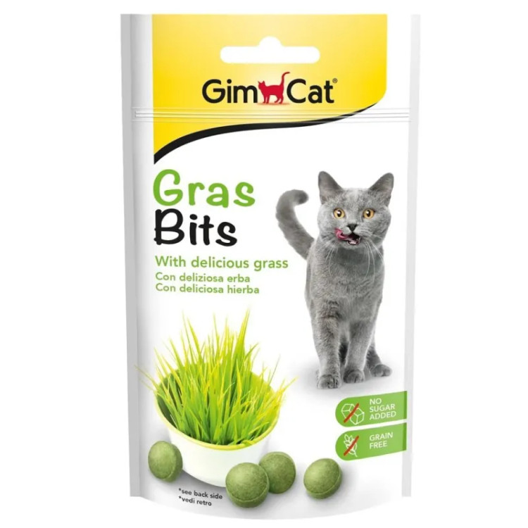 تشویقی گربه جیم کت حاوی علف بدون غلات GimCat Grass Bits، وزن ۴۰ گرم